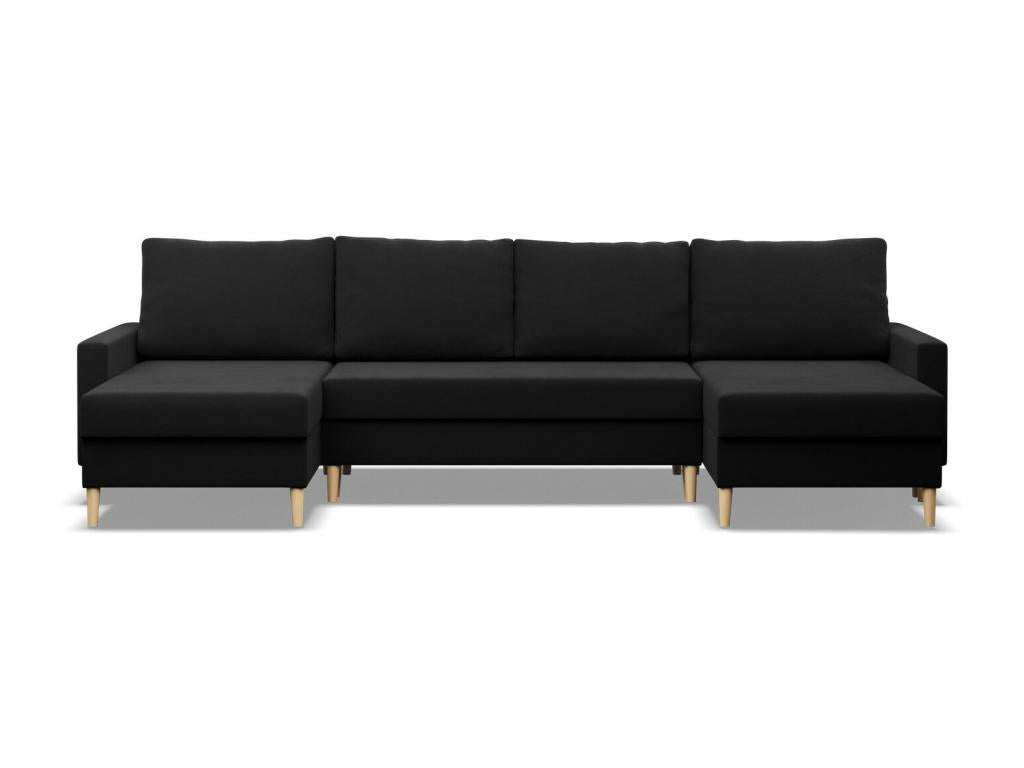 U-shaped corner sofa with sleeping function. Reversible cushion. Mobenze Black JQZF62242