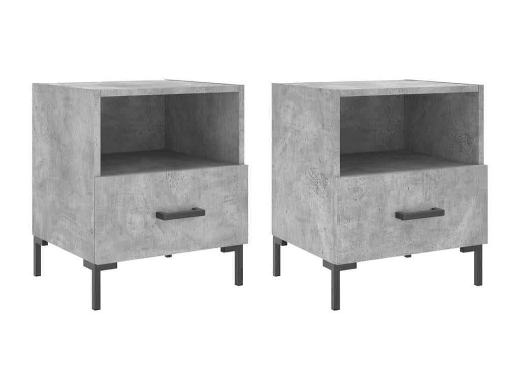 2-piece bedside tables, concrete grey, 40x35x47.5 cm, Mobenze engineering SHDA73406