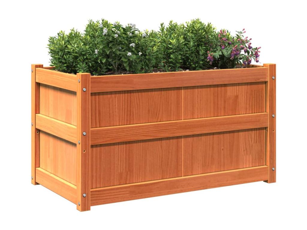 Brown wax planter 90x50x50 cm Solid pine mobenze BQON32876