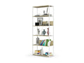 Mobenze White wall shelf, 80 cm wide, Mobenze Oak front, 6 shelves, 80x32x192 cm, MZSA65341