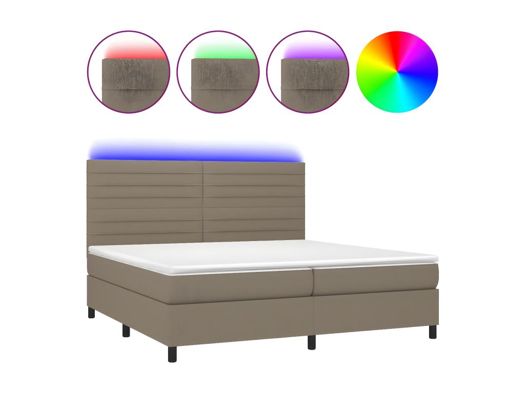 Upholstered bed base and mattress with LED lighting, Mobenze 200x200 cm, Fabric RLIL05304