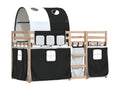 Bunk bed with white/black curtains 75x190 cm Mobenze solid pine ILQP34053