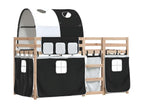Bunk bed with white/black curtains 75x190 cm Mobenze solid pine ILQP34053