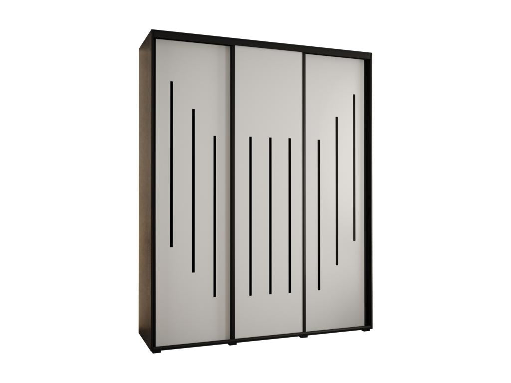 Luxameub 8 Sliding Door Wardrobe 235.2/200/60 3 Doors Black/White/Black CMBK96236
