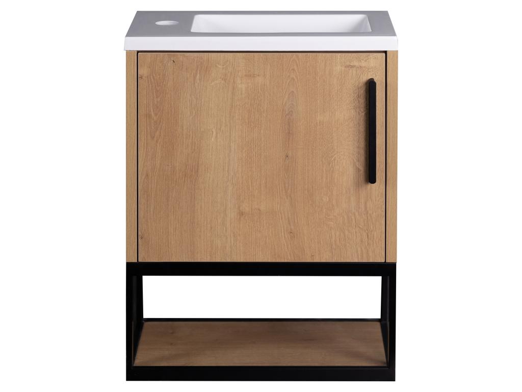 Wall-hung washbasin unit with niche - 40 cm - Light natural color - Mobenze VFHC28060
