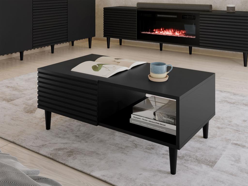 Luxameub Coffee Table H102 Black 41x52x100cm Corner Laminate WHVB18951