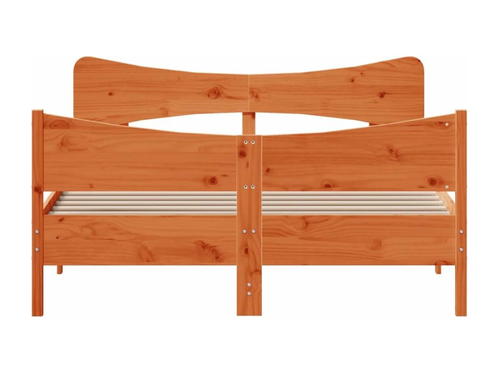Bed frame without mattress, brown wax finish, 160x200cm, Mobenze solid pine, GKWN98422