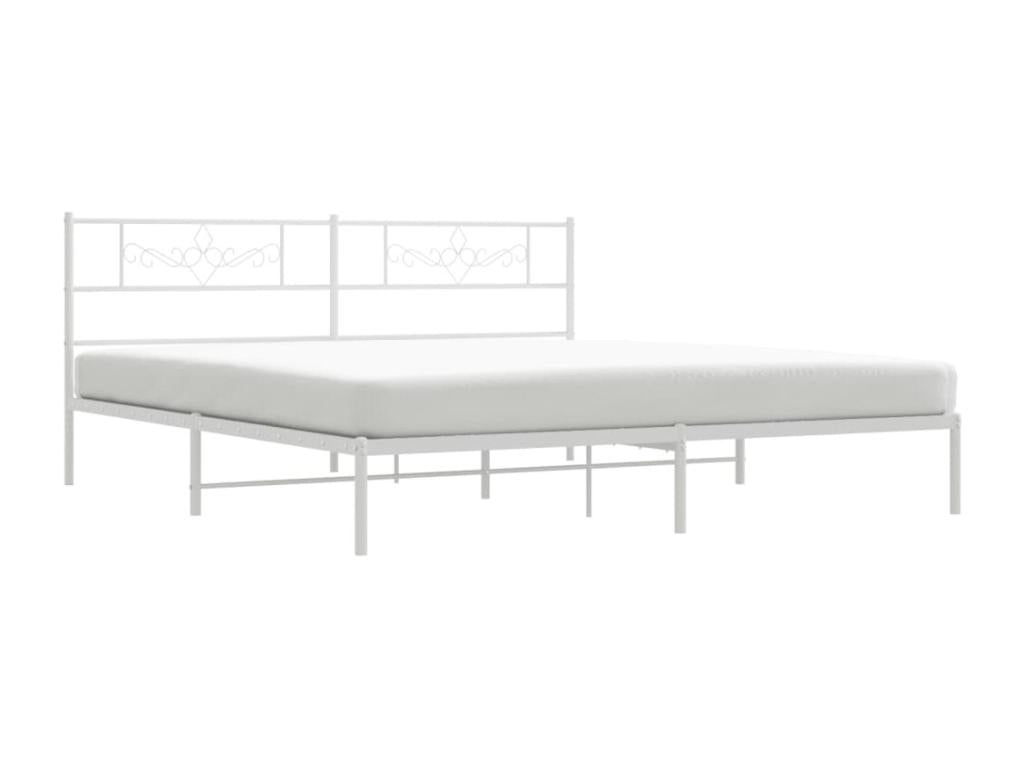Metal bed frame with white headboard 193x203 cm IZMD19897