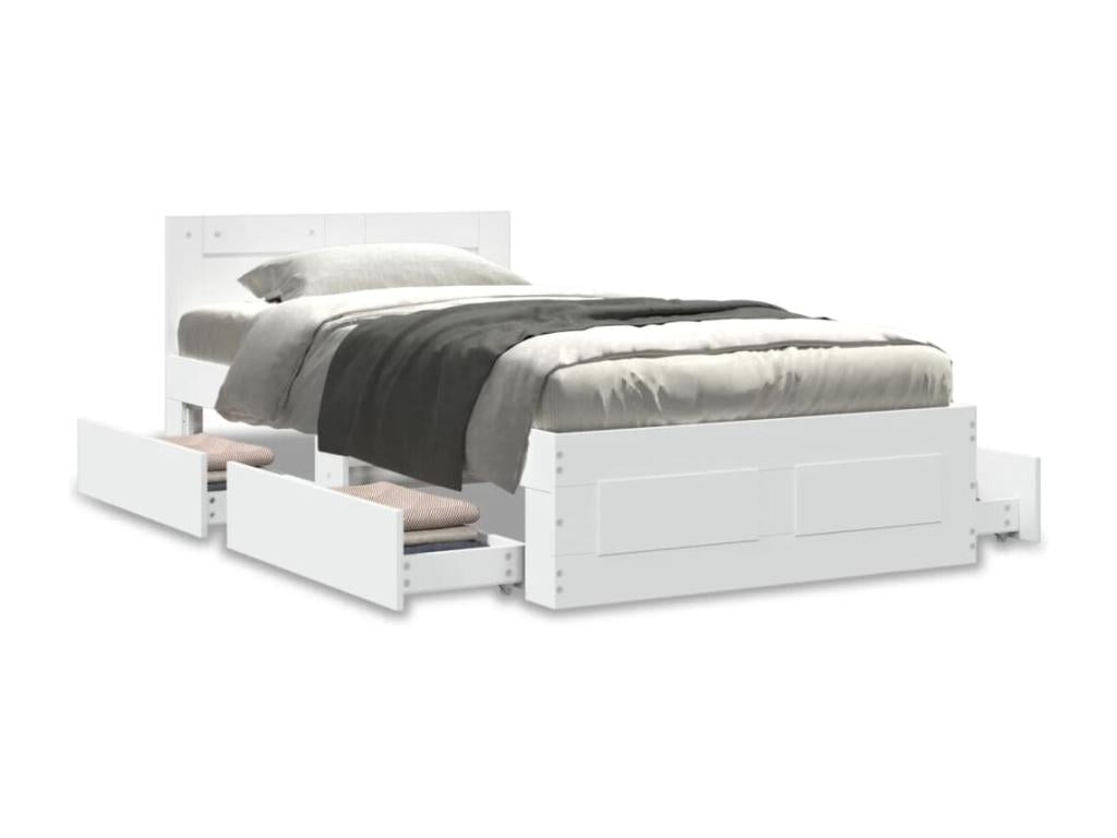 Bed frame with headboard, mattress not included, white, 75x190 cm, YFNA64797