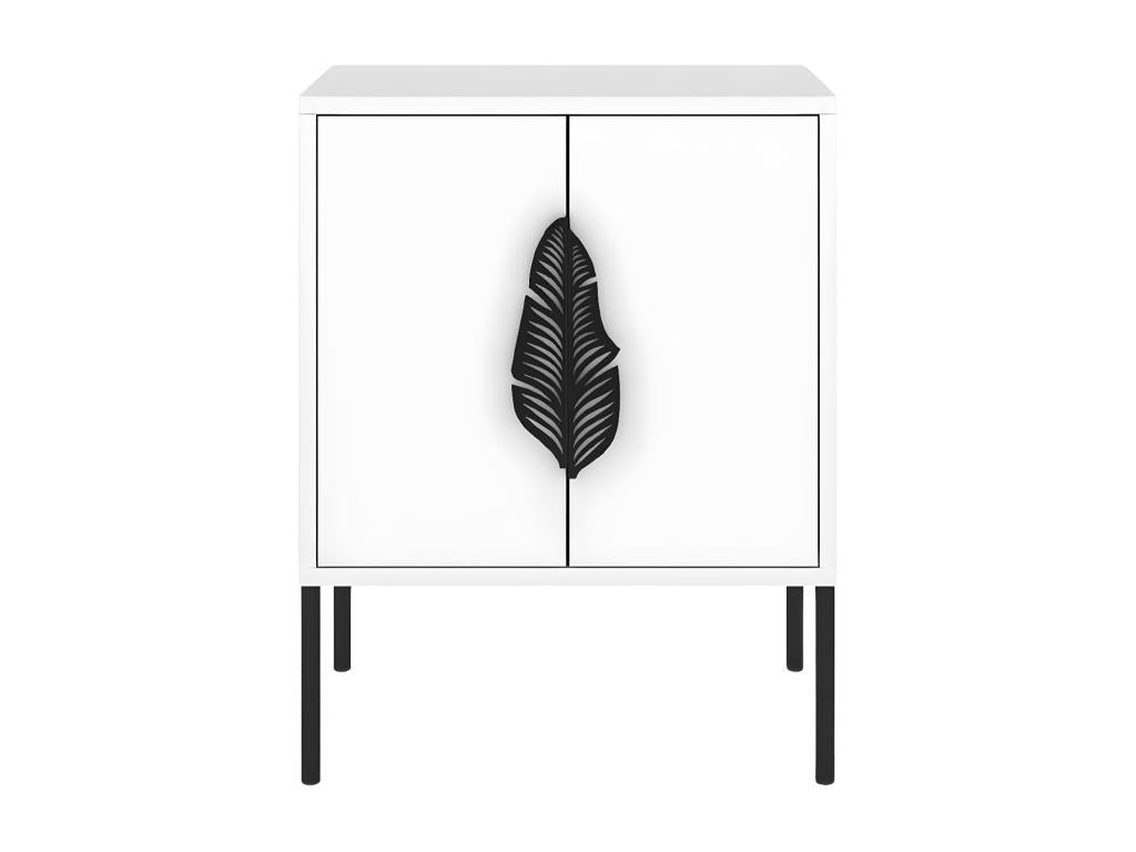 Mobenze white bedside table with black accents / 54 cm DOVJ53568