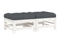 Garden footrest cushions, set of 2, white, Mobenze solid pine, MJVJ68650