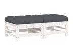 Garden footrest cushions, set of 2, white, Mobenze solid pine, MJVJ68650