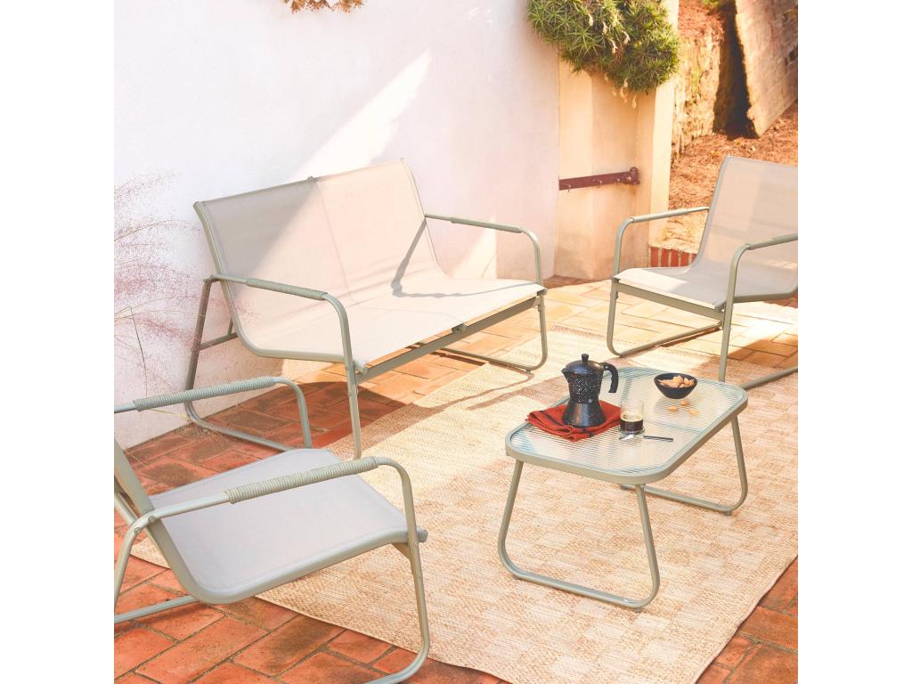 Luxameub khaki aluminum garden furniture set - 4 seats - one sofa - one table - two armchairs Luxameub GMIR78733