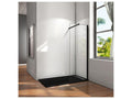 Walk-in shower enclosure 60x200cm in 8mm tempered glass with anti-limescale coating and 73-120cm square fixing bar - Matte Black IDMR79744