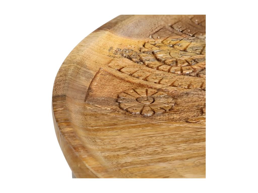 Set of 2 light solid mango wood side tables with black metal legs Mobenze BBNZ15153