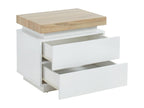 Bedside table - 2 drawers - Mobenze Lacquered - With LEDs - White and oak finish - Mobenze II WKUQ78638
