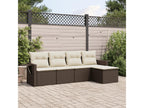 5-piece garden furniture set with cushions, brown woven resin PFKL09912
