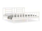 Bed frame with white headboard, Super Mobenze Size, solid Mobenze OJXH40573