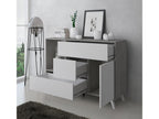 Mobenze sideboard with 1 door and 3 drawers, cement-colored frame, matte white doors and drawers, 120x40x86cm. RRPS83367