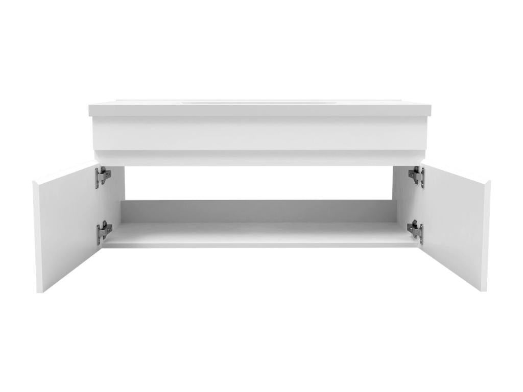 Bathroom vanity unit 100cm with washbasin, column, and illuminated mirror, White BHGP18344