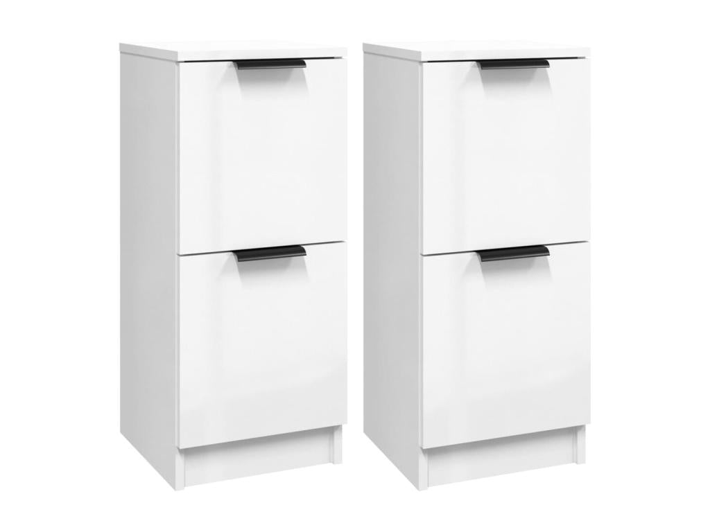2-piece buffet set, glossy white, 30x30x70 cm, engineered wood, SPUK04346