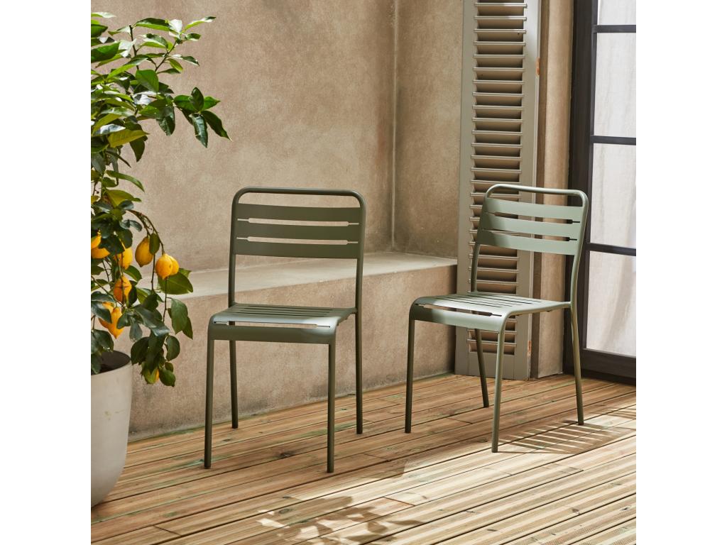 Set of 2 steel garden chairs - 2-seater - Savane - Mobenze - W44 x D52 x H79cm AZYR65408