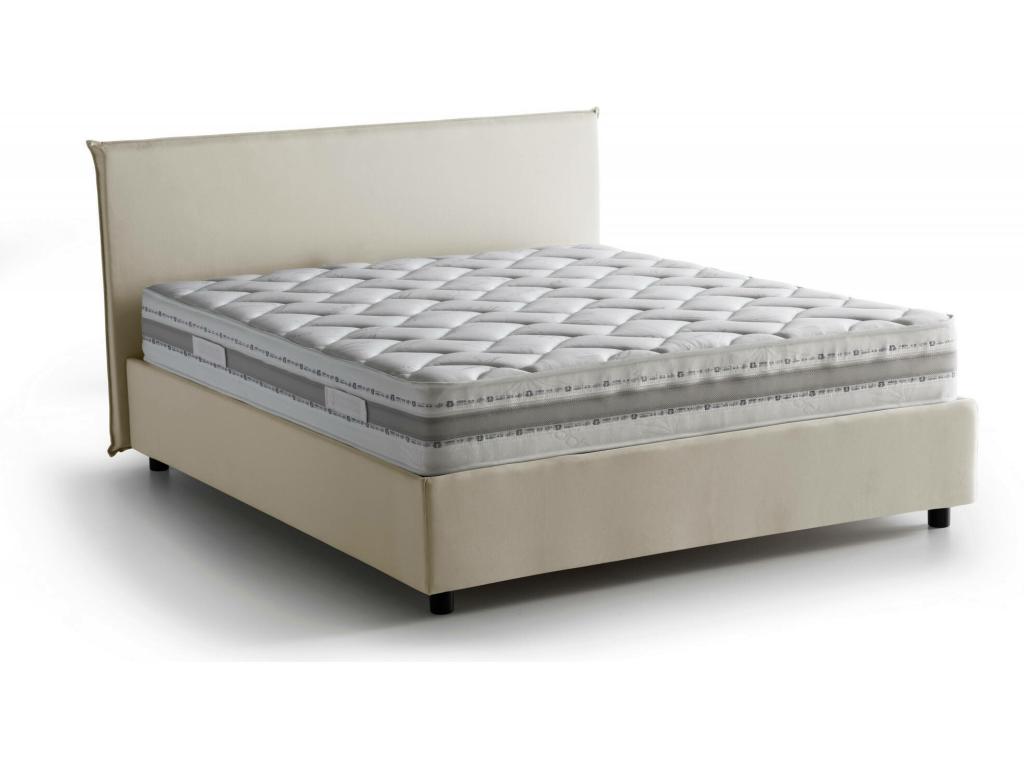 Mobenze Double Bed with Storage Bed, Fabric Upholstery, Made in Italy, Front Opening, Includes 140x190 cm Mattress, Beige OPVN15443