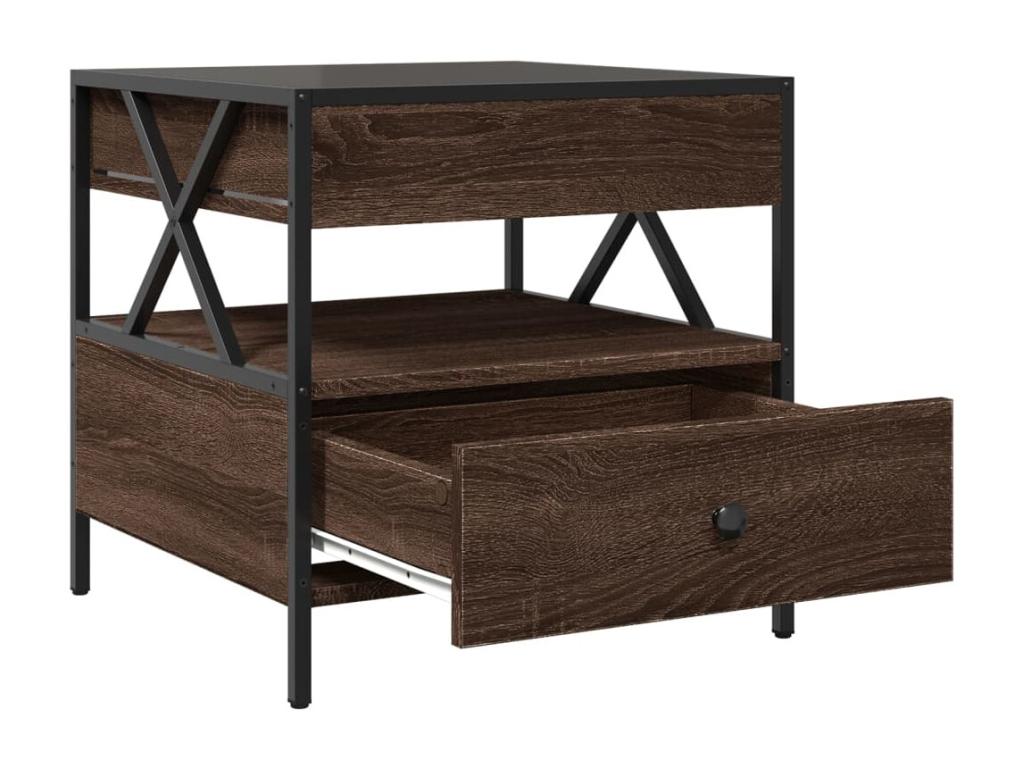 Mobenze coffee table with LED, brown oak, 50x50x51 cm, ERFB50386