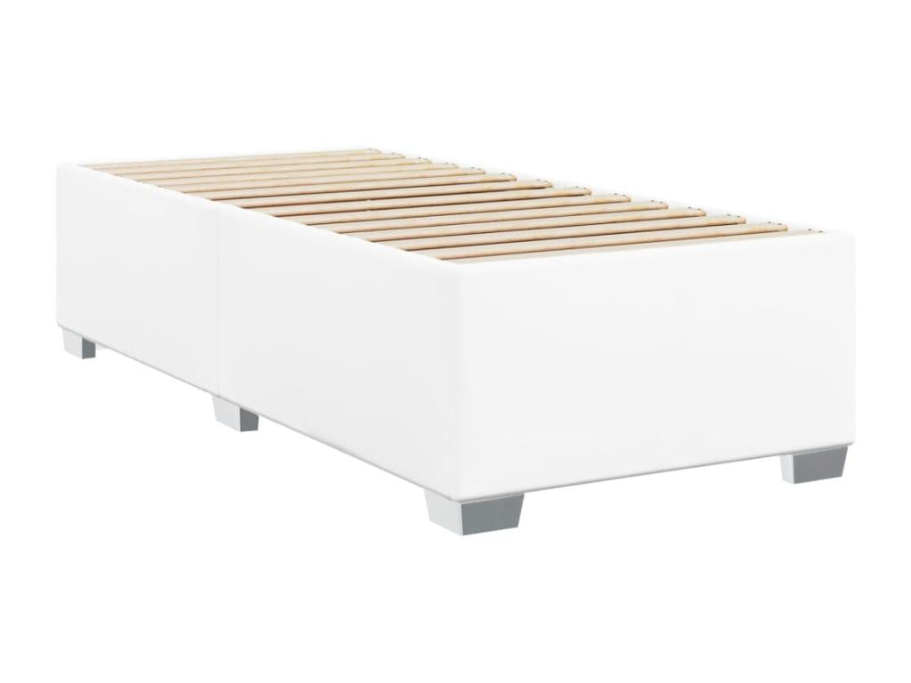 White faux leather bed frame without mattress 90x190 cm PGAB20937