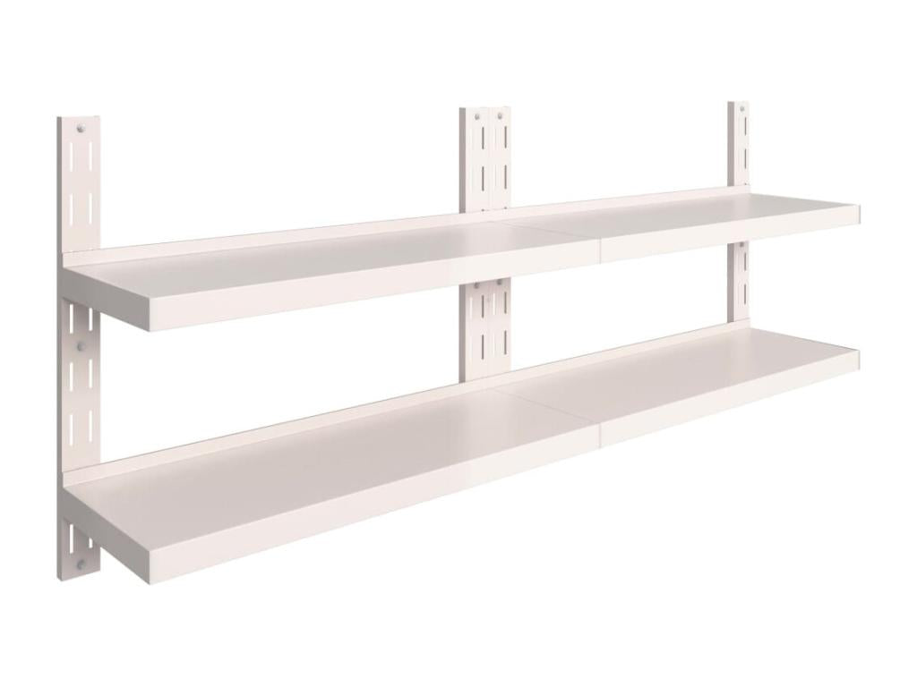 2-Tier Floating Wall Shelves, 2 pcs, Stainless Steel, 200x30 cm, HYJW76888