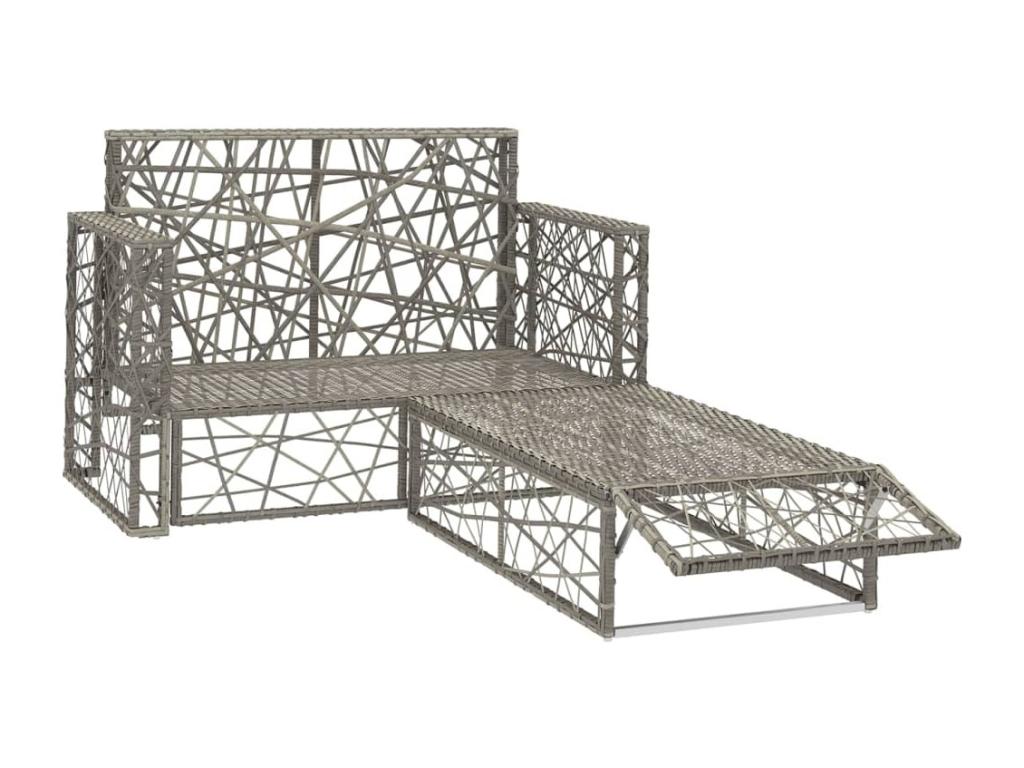 2-piece garden furniture set with cushions, Grey woven resin FATW76077