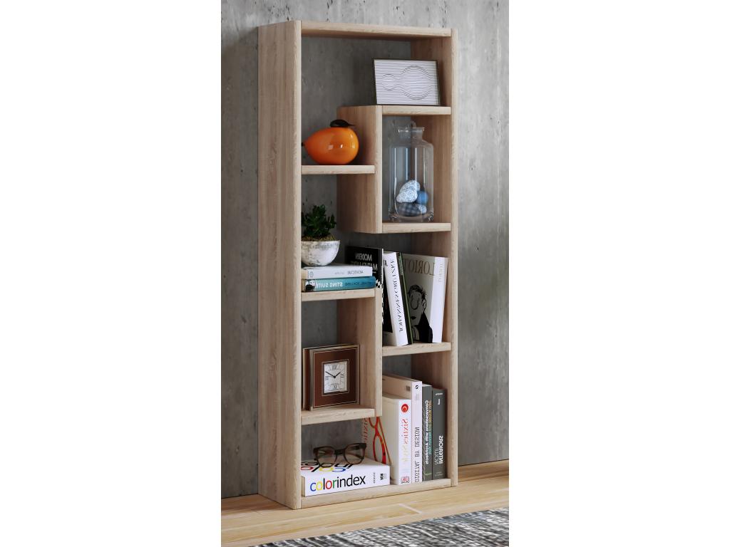 Mobenze freestanding shelf, bookshelf, media shelf, storage, room divider, decorative shelf, Vilo honey oak, ANYP09544