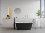 Semi-fluted bathtub - 206 L - 149x75x58 cm - Matte black - Acrylic - Mobenze WSSD73023