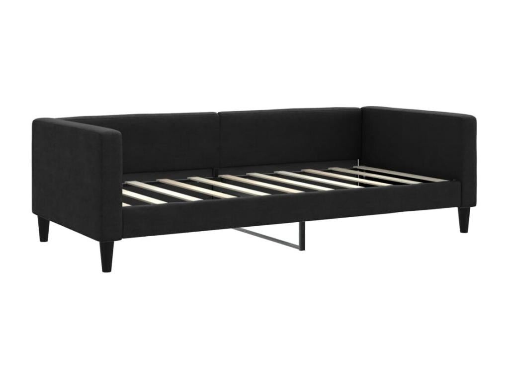 Daybed with pull-out bed and drawers, black, 90x190 cm, fabric, QLWD82419