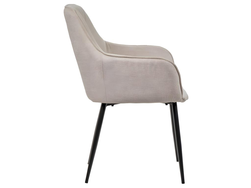 Set of 2 chairs with beige fabric armrests and metal legs - Mobenze ACKQ58304