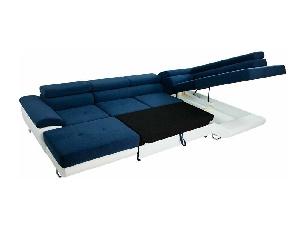 Mobenze 190 Corner Sofa, Blue, with Sleeping Function, Bed Box, 345x202x71cm, TZUA14150