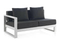 White aluminum sofa with left arm and black cushions XVRO37547