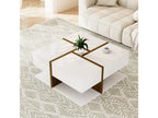 Square coffee table with 4 drawers - 78x78x34.8 cm - Particleboard - Glossy white EUEW43456