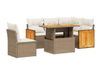 6-piece beige resin wicker garden furniture set with cushions OLIK54586