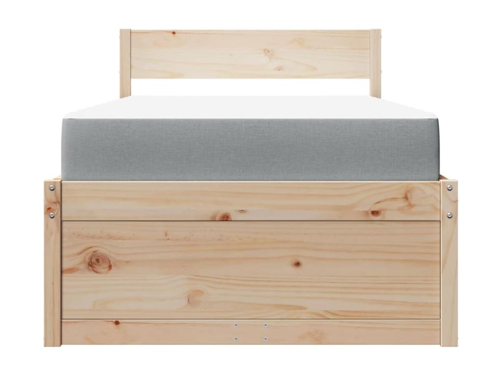 Bed with drawers and mattress 90x200 cm Mobenze solid pine EVPE82439