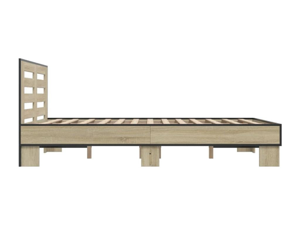 Mobenze oak bed frame 140x190 cm, engineered Mobenze and metal ZNWM39515