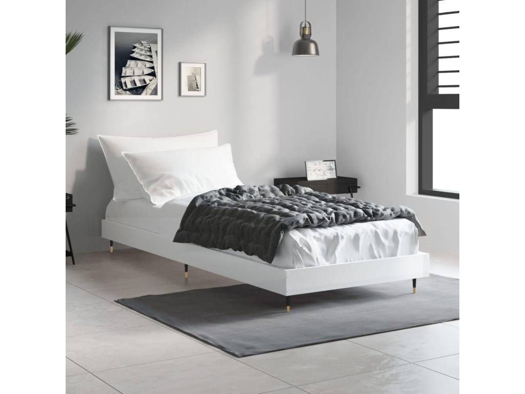 High-gloss white bed frame without mattress 75x190 cm ZPJO98454