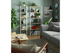 Mobenze White wall shelf, 80 cm wide, Mobenze Oak front, 6 shelves, 80x32x192 cm, MZSA65341
