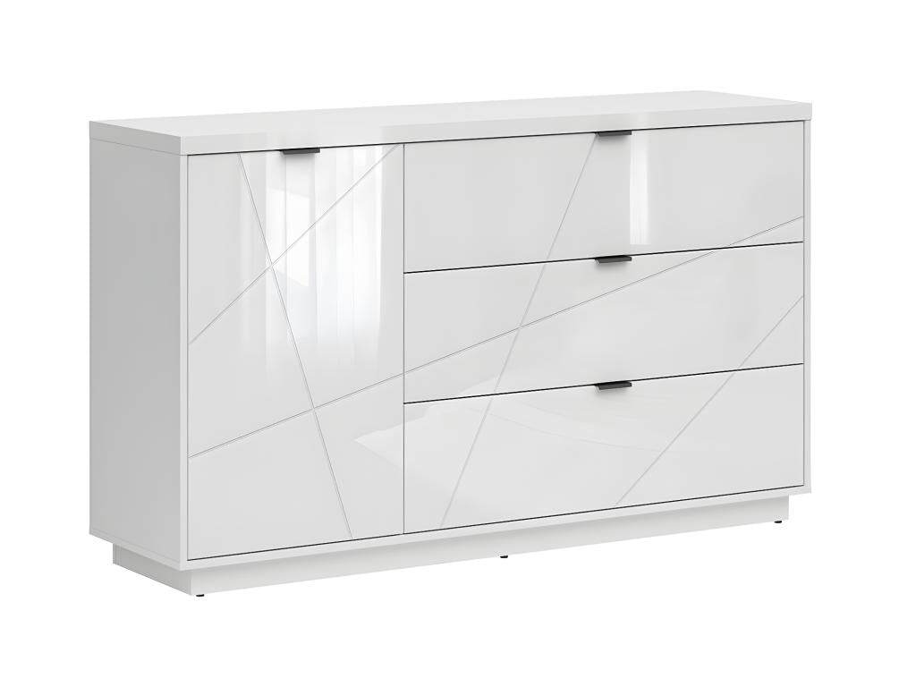 Mobenze White NXCP62637 3-Drawer 1-Door Buffet