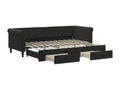 Daybed with pull-out bed and drawers, black, 80x200 cm, Mobenze JVUH90008