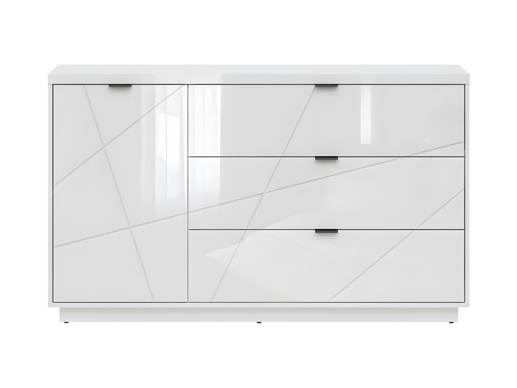 Mobenze White NXCP62637 3-Drawer 1-Door Buffet