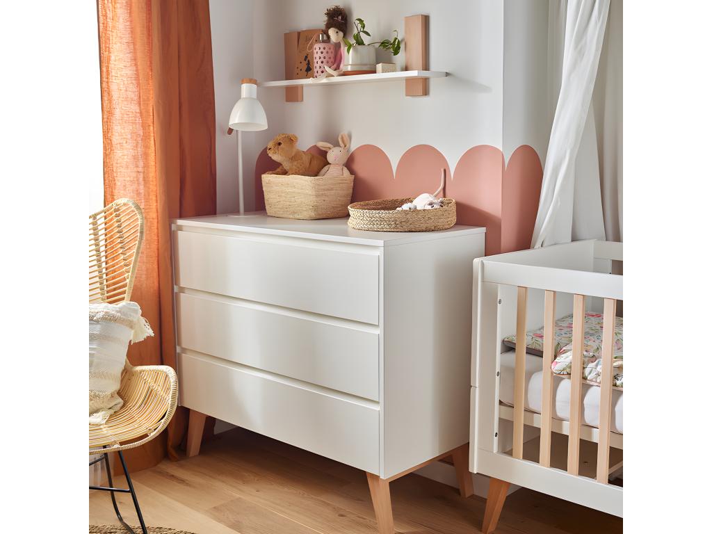 Swing 3-Drawer Chest - White and Mobenze BQUI85448