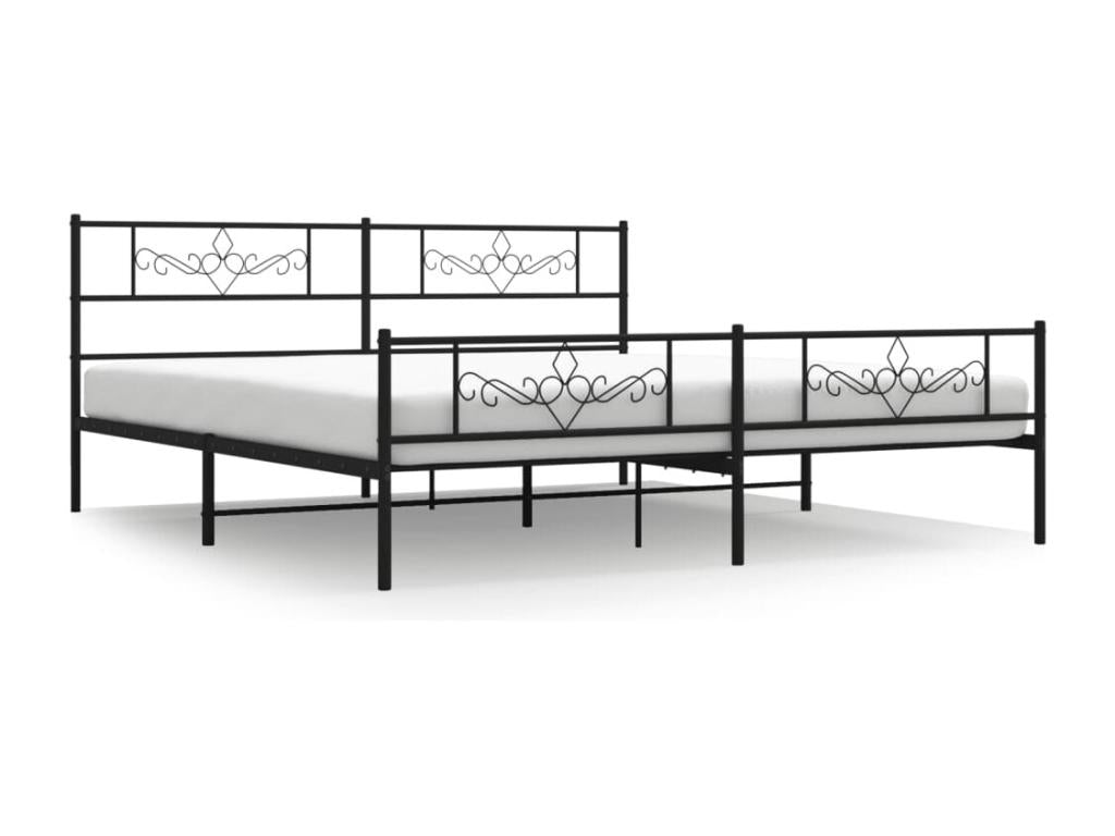 Metal bed frame with headboard and footboard, black, 193x203 cm, VMZO49720