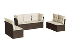 Garden furniture set with cushions, 7 pieces, brown woven resin, WIIC86615
