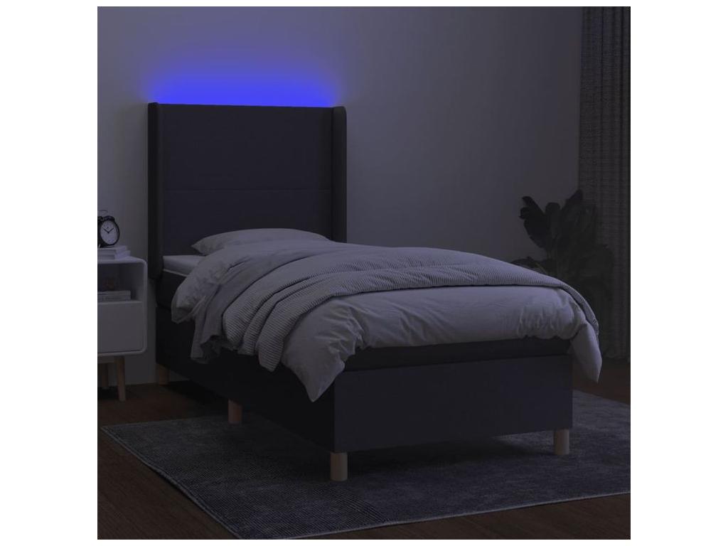 Mobenze bed base with LED mattress, dark grey, 90x200 cm, fabric BENC38447